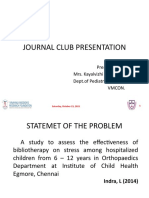 Journal Club Presentation: Presented By, Mrs. Kayalvizhi Raja M.SC Dept - of Pediatric Nursing, Vmcon