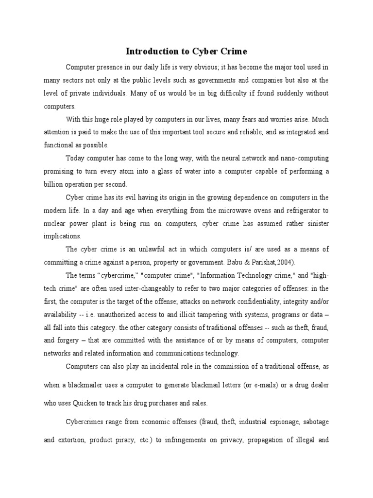 Introduction To Cyber Crime | PDF | Cybercrime | Crime & Violence