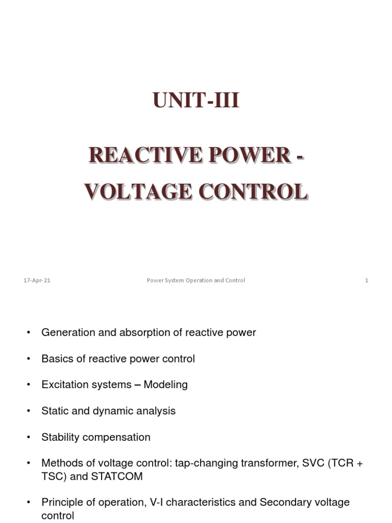 Reactive Power Control in Power Systems | PDF | Transformer | Capacitor