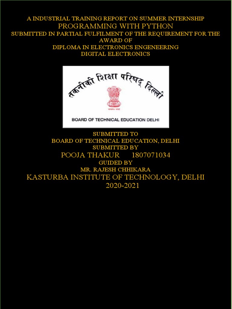 Industrial Training Report of Internshala | PDF | Python (Programming ...