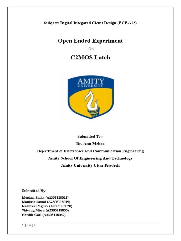Open Ended Experiment: C2MOS Latch | PDF | Logic Gate | Computing