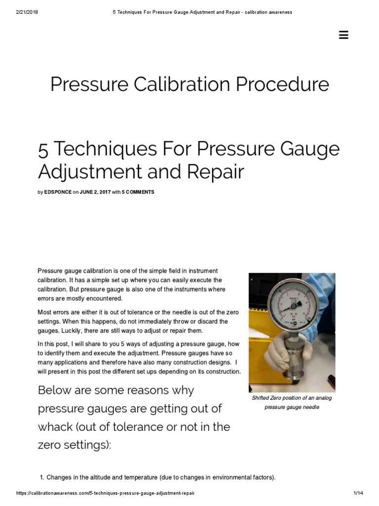 5 Techniques For Pressure Gauge Adjustment and Repair Calibration