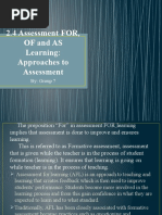 2.4 Assessment For, of and As Learning (GROUP 7)