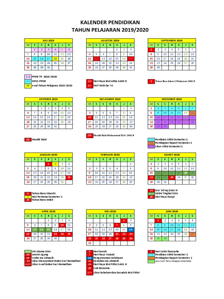 Kalender Pendidikan 2019 2020 Pdf