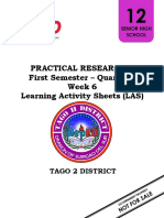 Practical Research 2 First Semester - Quarter 1 Week 6 Learning Activity Sheets (LAS)