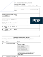 Handout 1: How Children Learn A Language: Fill in The Blanks About The Characteristics of Children Learning A Language