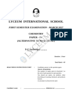 Lyceum International School: Chemistry Paper Iv (Alternative To Practical) 9 (Cambridge) .........