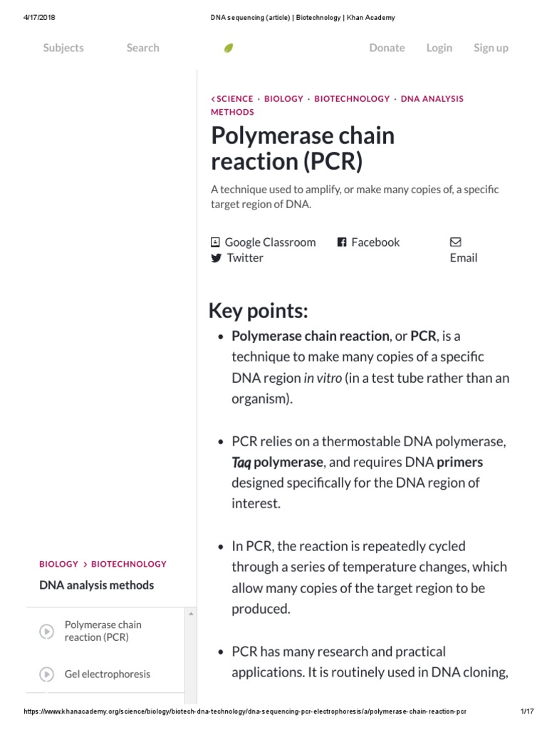 Polymerase Chain Reaction (PCR) : Key Points | PDF | Polymerase Chain ...