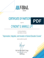 Certificate of Participation: Cymonit S. Mawile, LPT