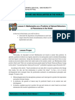 Lesson 3 - Mathematics As A Predictor of Behaviors & Phenomena in The World