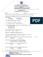 Department of Education: Mathematics 8 Summative Test On Q1 Week 1-3