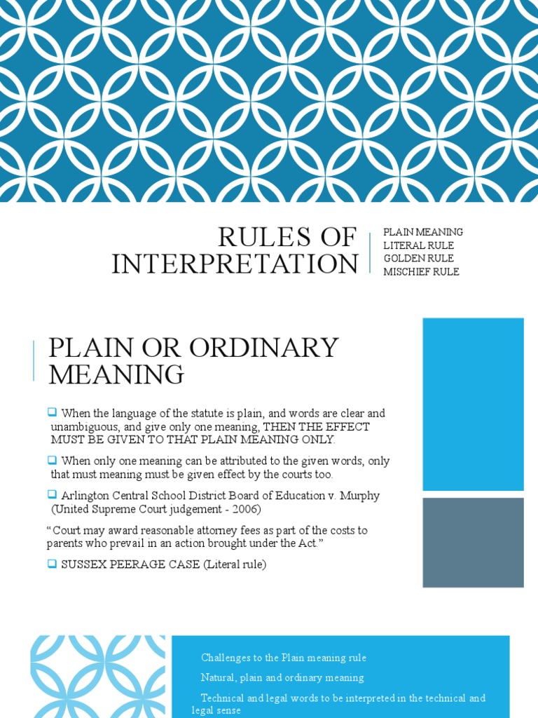 Rules of Interpretation PDF Plain Meaning Rule Justice