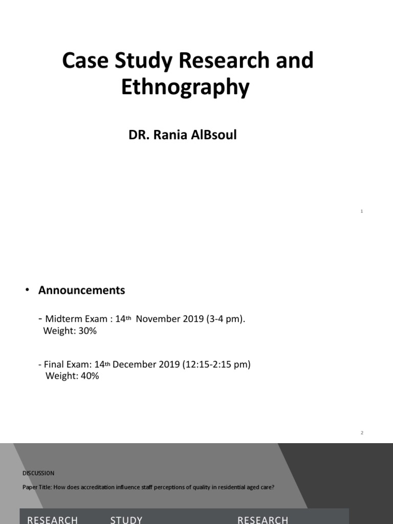 Lecture 3 Case Study and Ethnography PDF Ethnography Case Study