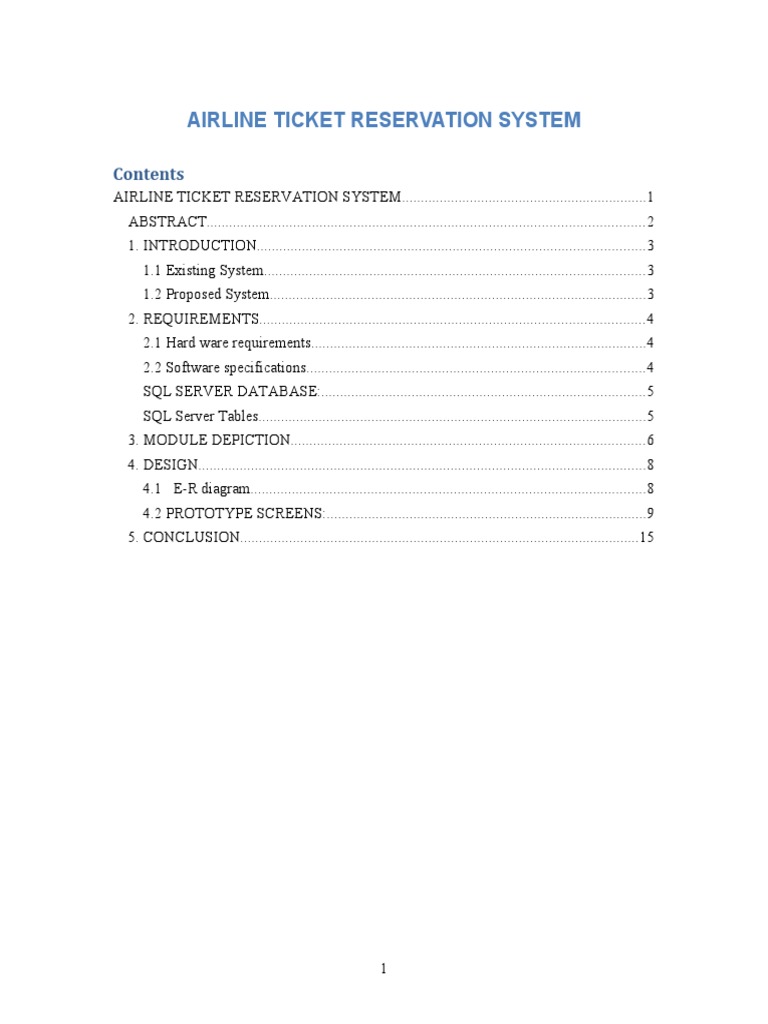 Airline Ticket Reservation System Overview | PDF | Databases ...