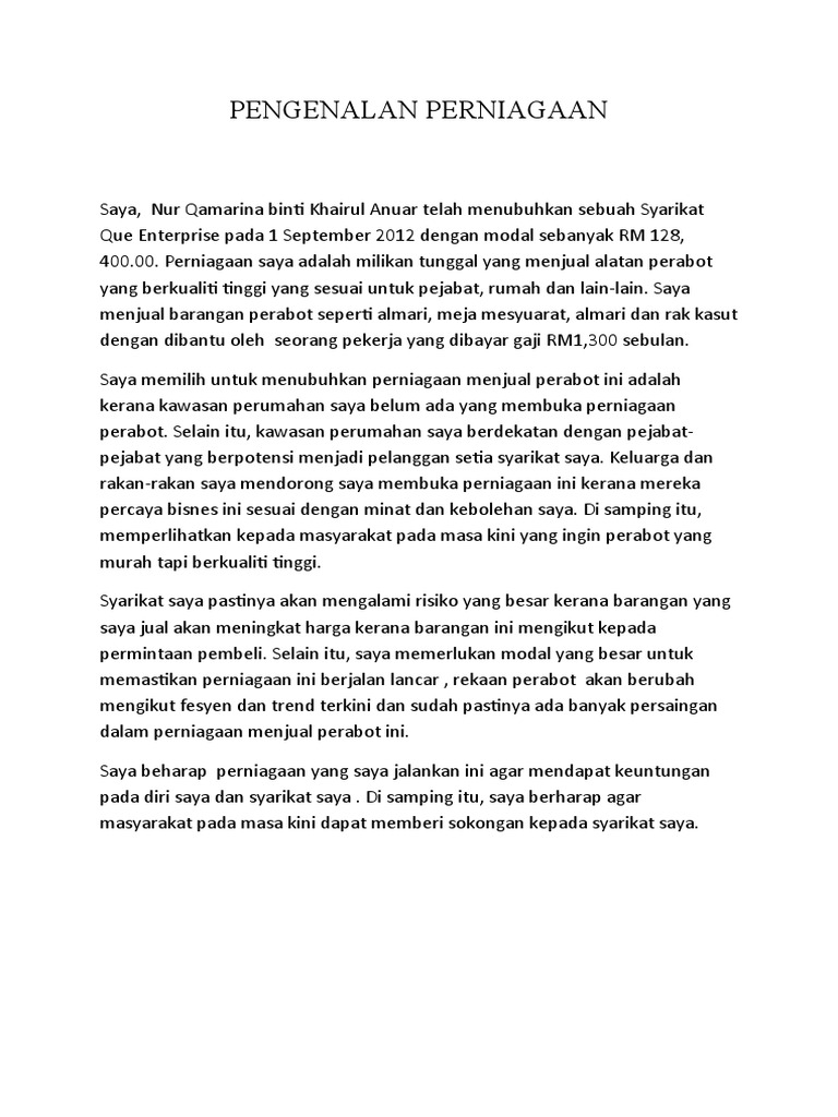 Pengenalan Perniagaan Pdf