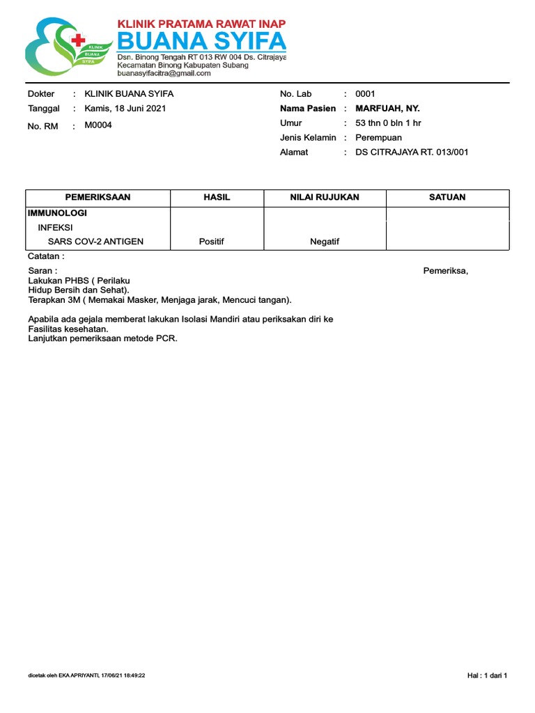Hasil Lab Buana Syifa PDF