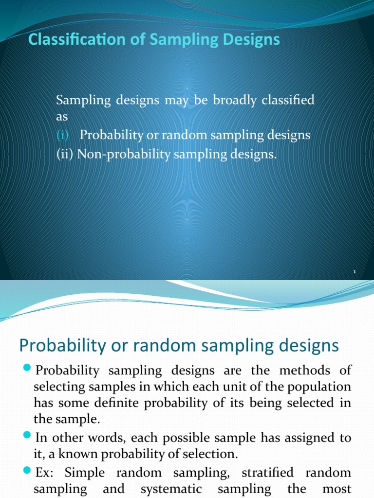 Classification of Sampling Designs PDF Sampling (Statistics