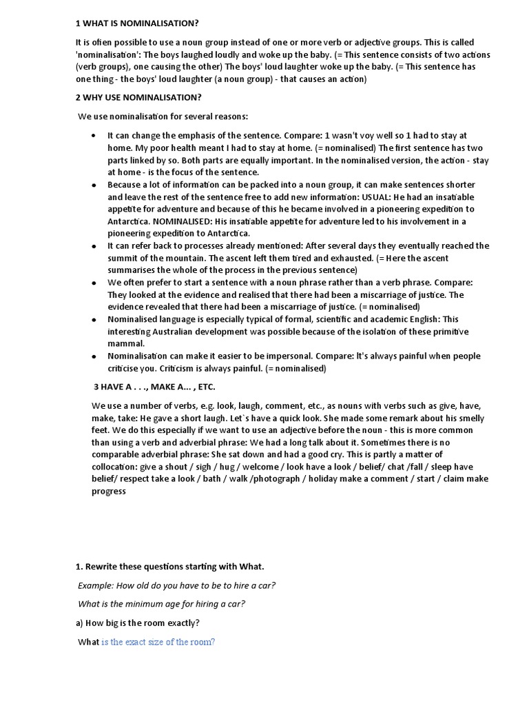 1 What Is Nominalisation? Example How Old Do You Have To Be To Hire A