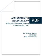 Assignment On Business Law: Difference Between Particular Lien and General Lien