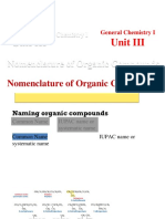 Unit III Nomenclature of Organic Componds