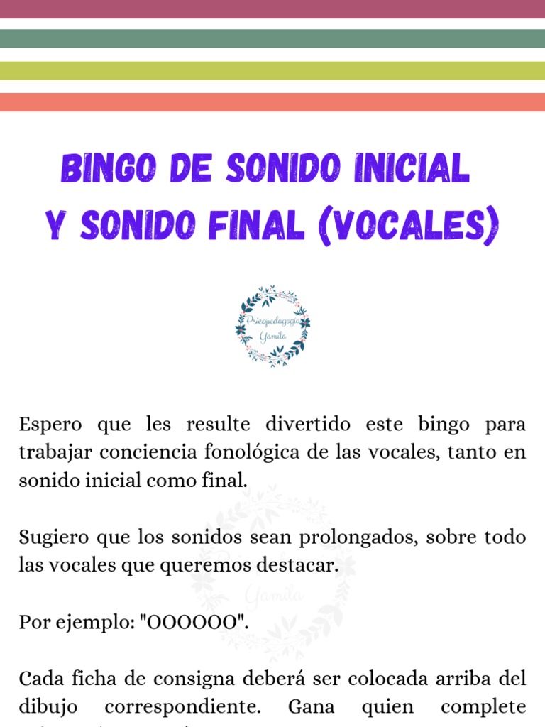 Bingo para imprimir, Conciencia fonológica, Bingo