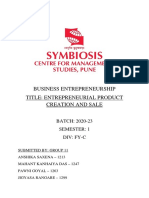Business Entrepreneurship Title: Entrepreneurial Product Creation and Sale