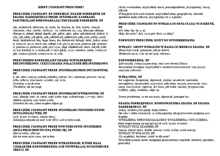 Kiedy Stawiamy Przecinek Klasa 3 Kiedy Stawiamy Przecinek | PDF