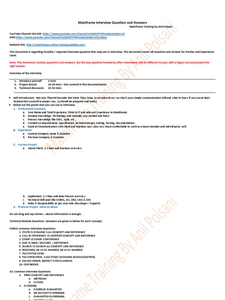 Mainframe interview question and answers right answer pdf computer