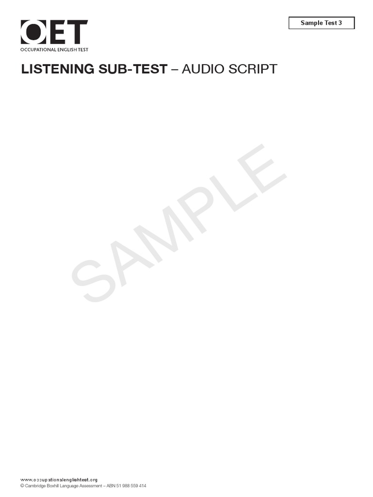 Listening Sample Test 3 Audio Script | PDF | Amputation | Clinical Medicine