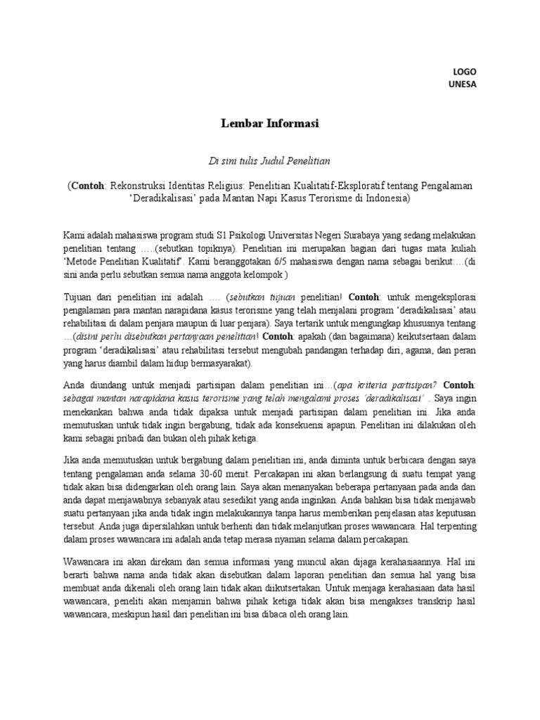 Lembar Informasi-Contoh | PDF