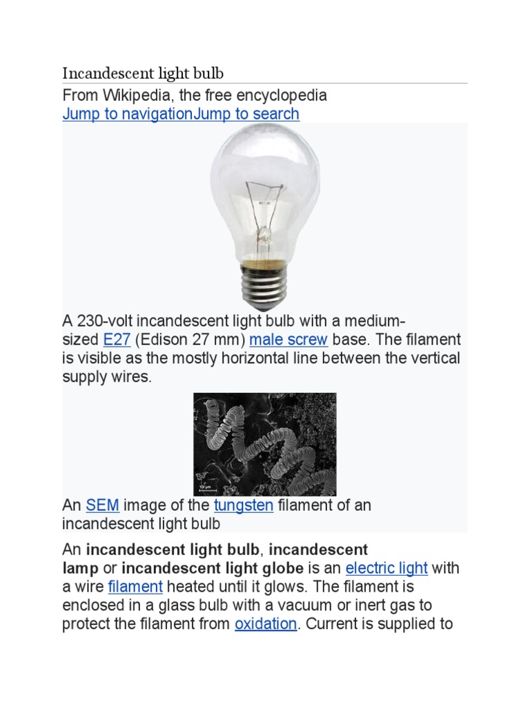 Incandescent Bulb PDF Incandescent Light Bulb Components