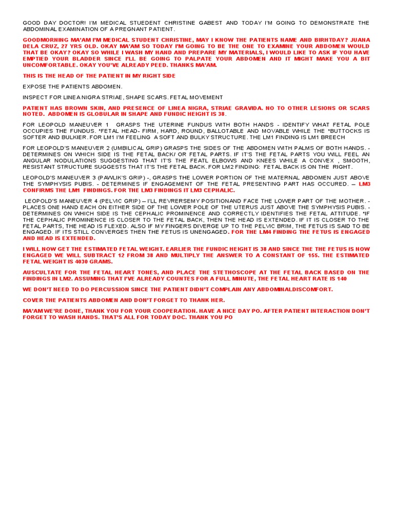 Leopold Maneuver Pdf Anatomy Obstetrics
