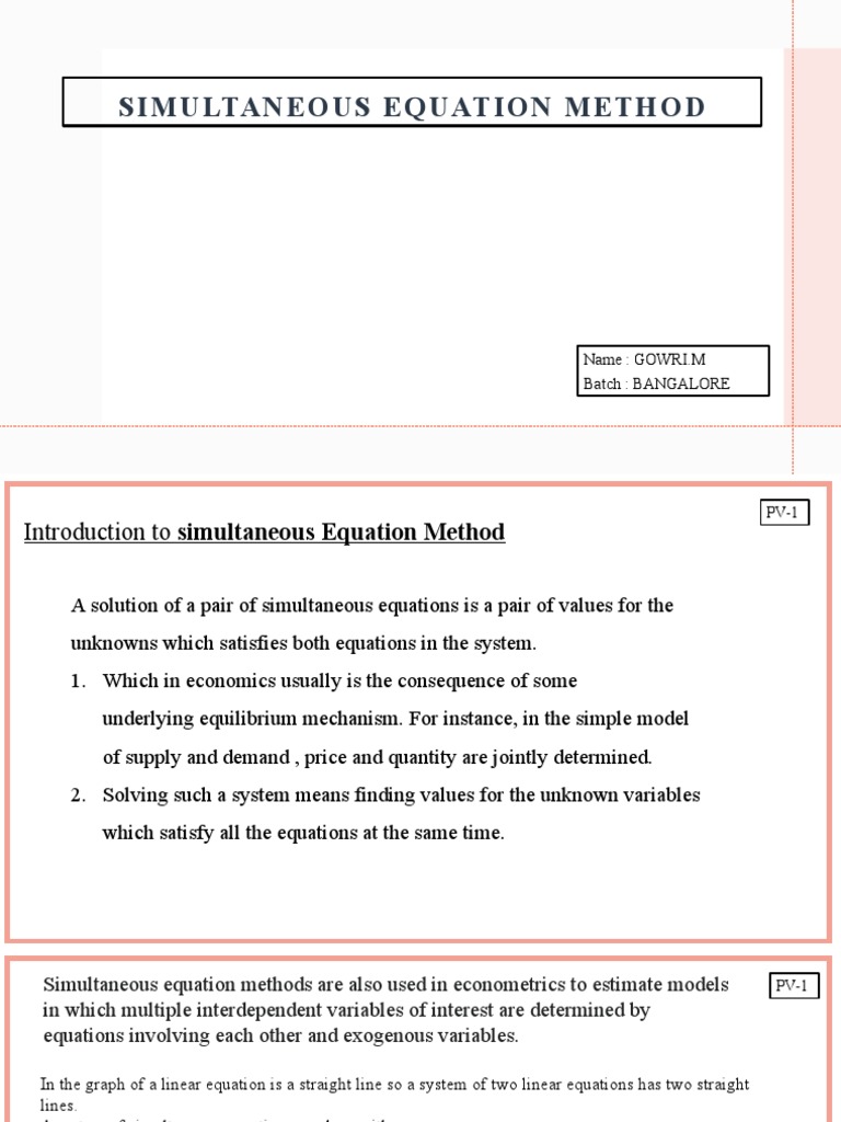 Simultaneous Equation (Economics) (DONE) | PDF | Equations | System Of ...