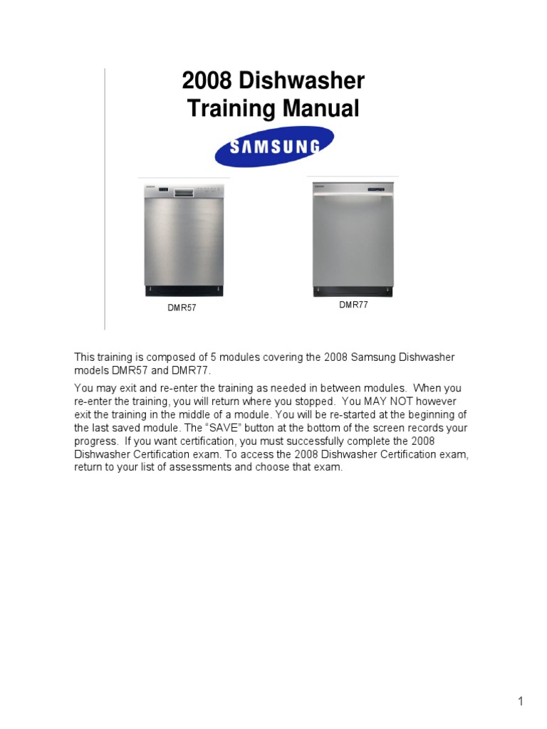 2008 Dishwasher Training Manual PDF Dishwasher Manufactured Goods