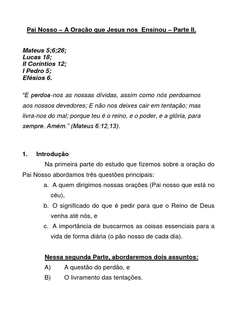 Significado e Prática do Pai Nosso | PDF | Oração do Senhor | Pecado
