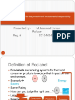 Ecolabel-: Presented By:-Muhammad Usman Rafique Reg. # 2016-Ms-Enr-19