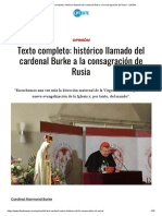 Texto Completo - Histórico Llamado Del Cardenal Burke A La Consagración de Rusia - LifeSite