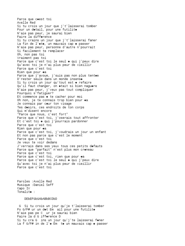 Axelle Red Parce Que C Est Toi Paroles Axelle Red - Parce Que C Est Toi | PDF