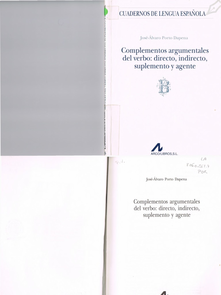 PORTO DAPENA Jose Alvaro - Complementos Argumentales Del Verbo Directo ...