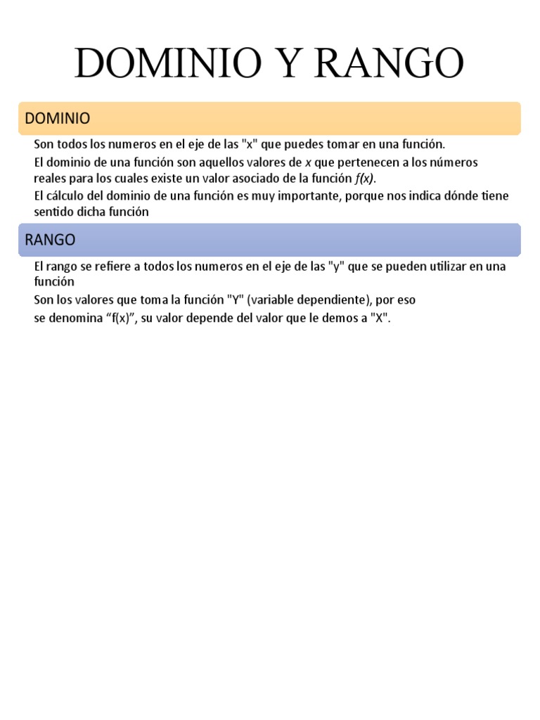 Dominio y Rango de Funciones Matemáticas | PDF | Función (Matemáticas ...