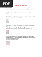 Stat 101 Mid Term 2021