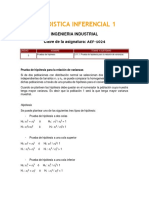 Estadistica Inferencial 1: Ingenieria Industrial Clave de La Asignatura