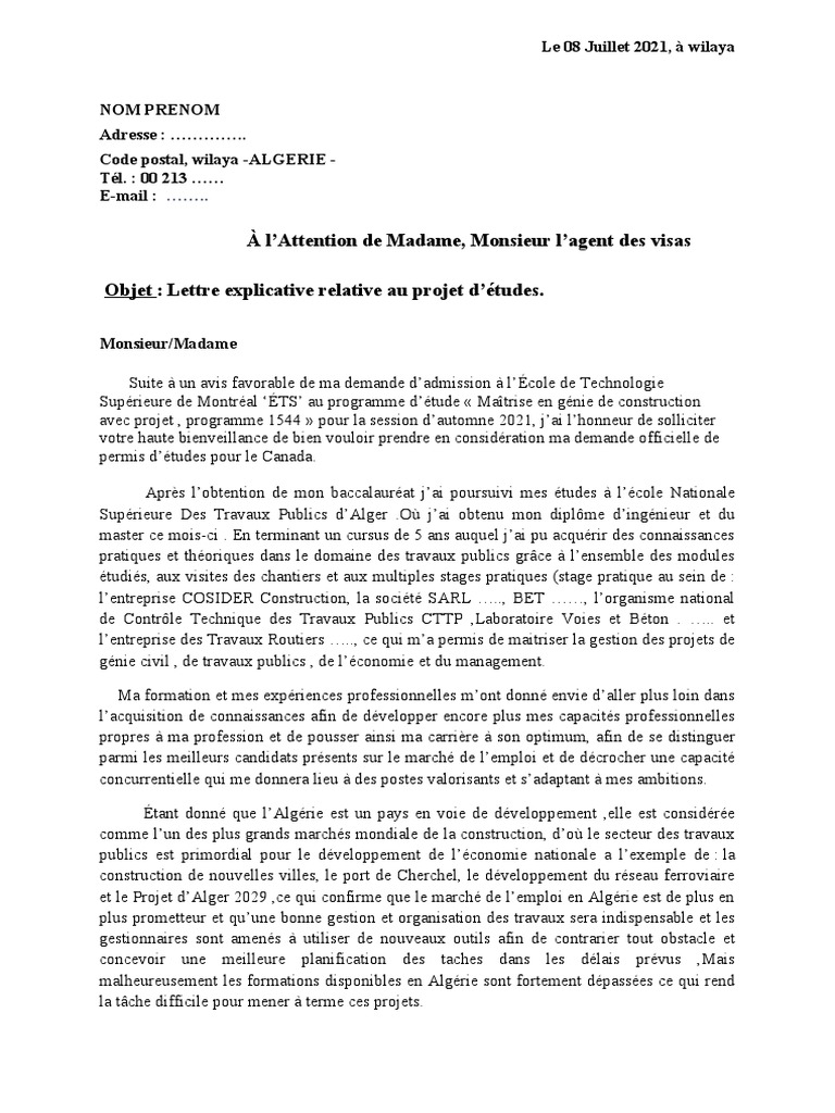 Lettre Explicative V 2.0 | PDF | Canada