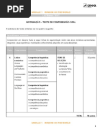 Informação - Teste de Compreensão Oral: Module 1 Window On The World