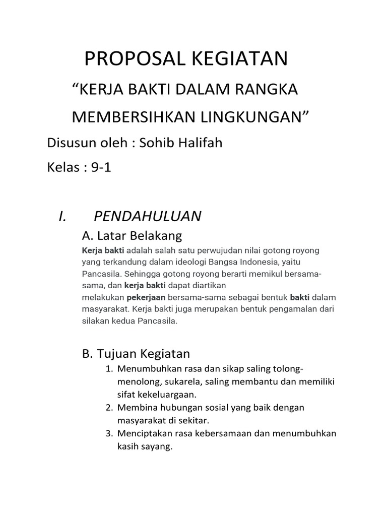Proposal Kerja Bakti Lingkungan 2021 | PDF | Karier & Perkembangan