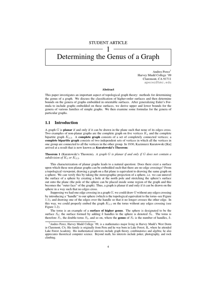Graph Genus for Math Students | PDF | Discrete Mathematics ...
