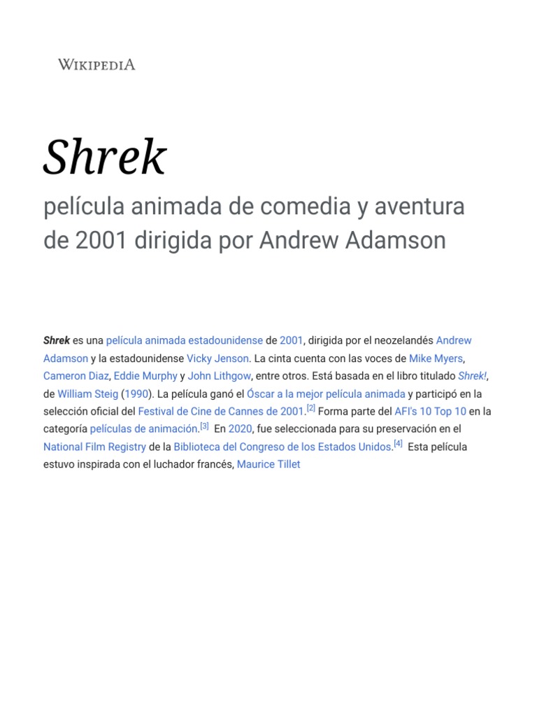 Shrek Wikipedia, La Enciclopedia PDF