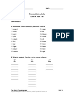 Pronunciation Activity (Unit 14, Page 116) : Name: Date
