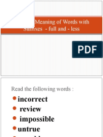 Give The Meaning of Words With Suffixes - Full and - Less