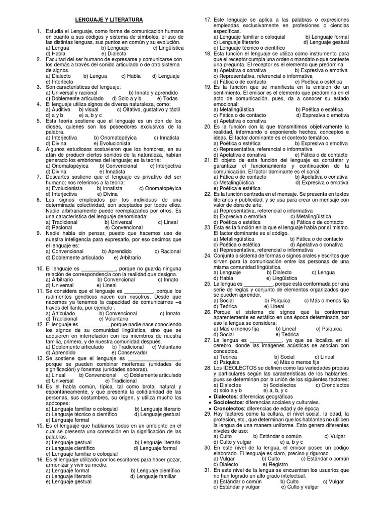 Fundamentos del Lenguaje y Literatura | PDF | Comunicación | Dialecto